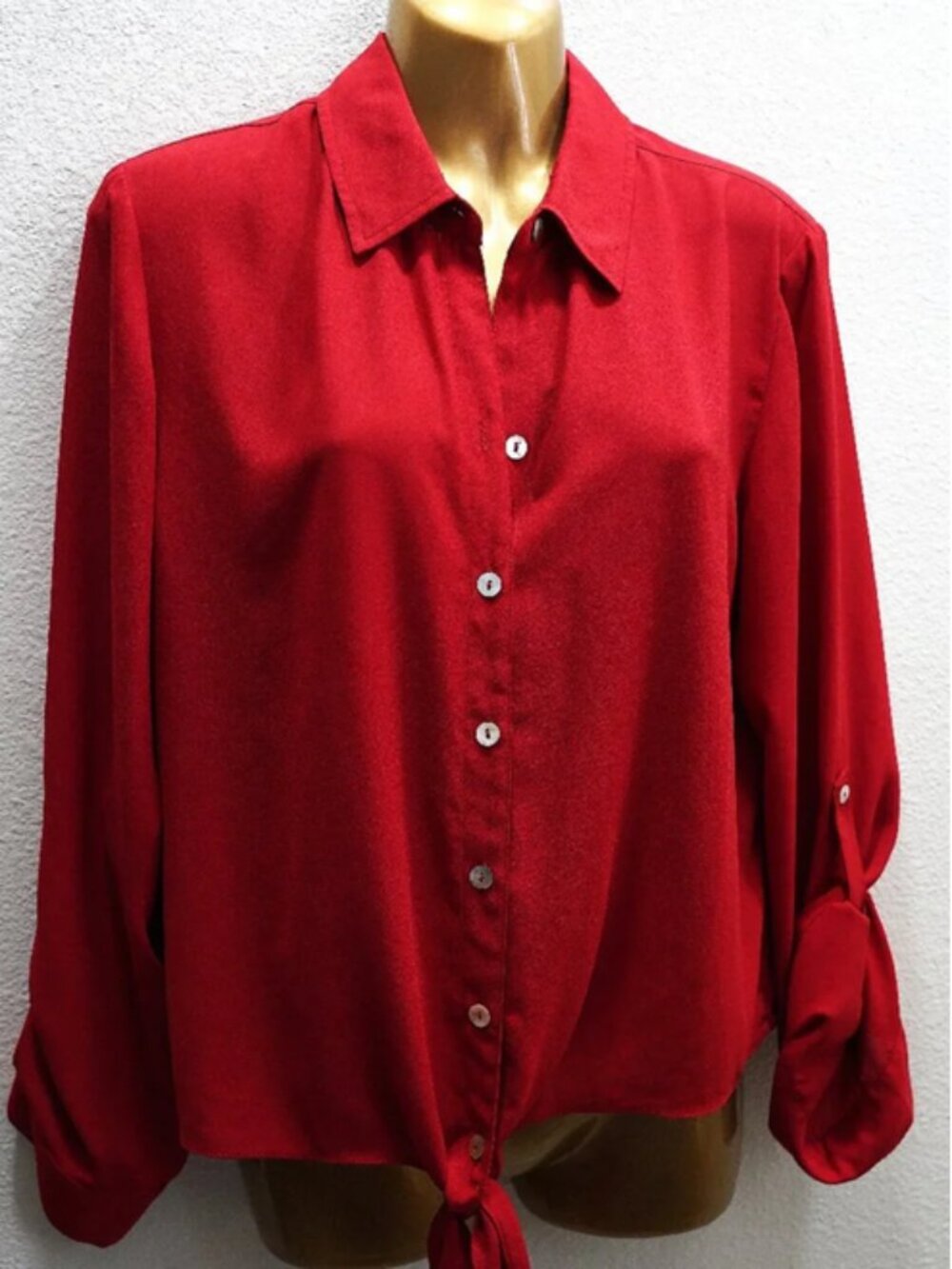 Chico's Scarlet Sun Red Tessa Tie Hem Blouse size 1